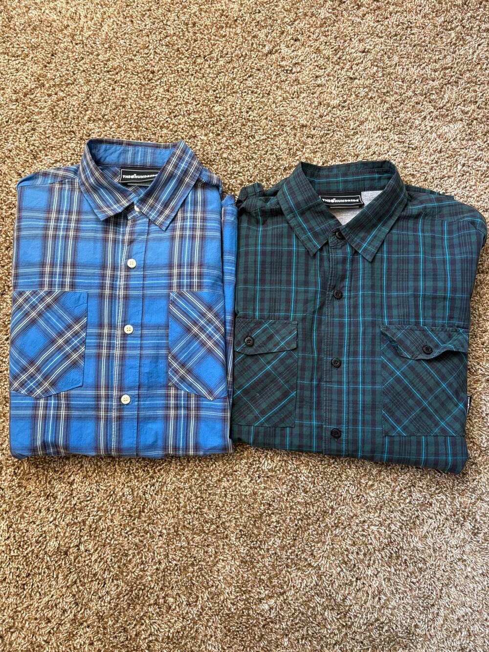 2x The Hundreds Plaid Button Up Shirt Mens Size Medium